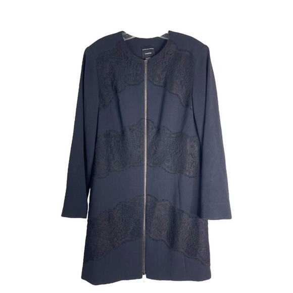Doncaster black lace longline zip evening preppy office event jacket 10 - Picture 1 of 6
